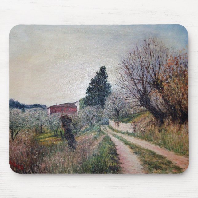 EARLIEST SPRING IN VERNALESE / Tuscany Landscape Mouse Pad (Front)