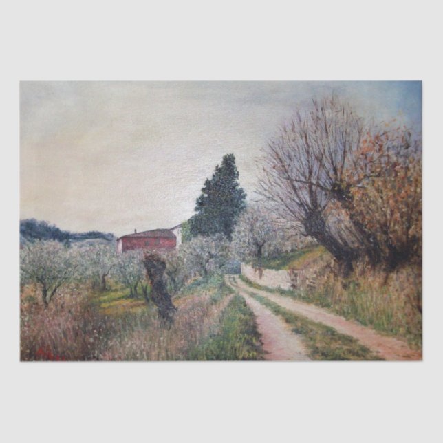 EARLIEST SPRING IN VERNALESE / Tuscany Landscape Tissue Paper (Front)