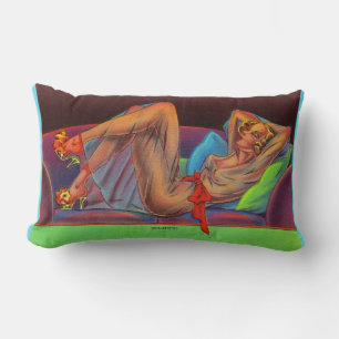early 1940s Beautiful pin-up girl print Lumbar Cushion