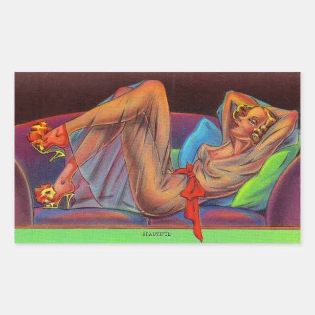early 1940s Beautiful pin-up girl Rectangular Sticker (Front)