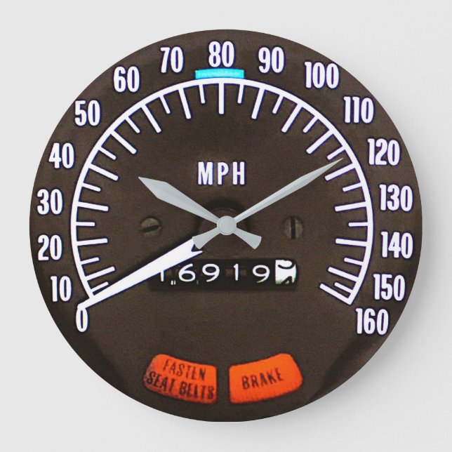 Early 1970s Classic Sports Car Speedometer Large Clock (Front)