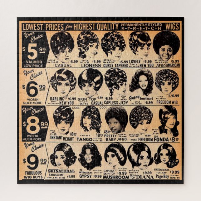  early 1970s wig advertisement jigsaw puzzle (Vertical)
