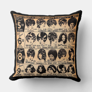 early 1970s wig advertisement print cushion