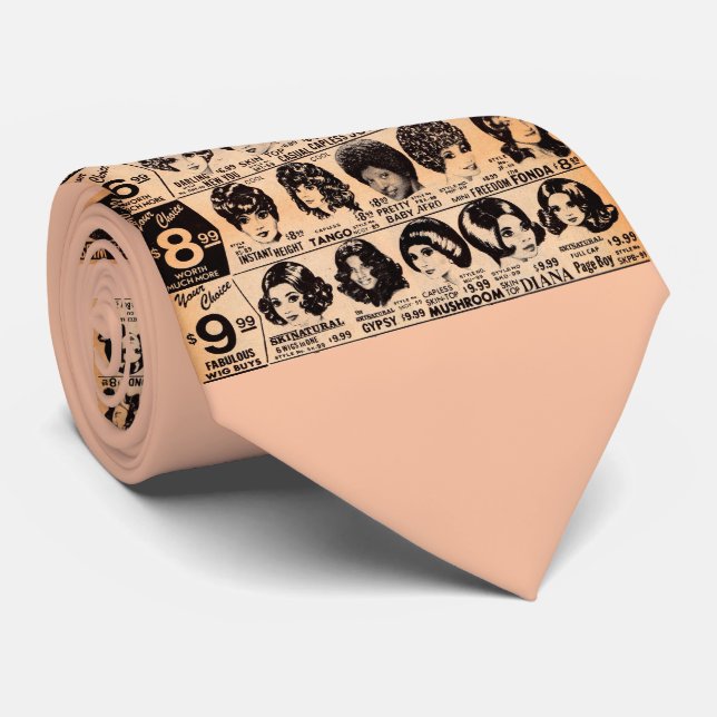 early 1970s wig advertisement tie (Rolled)