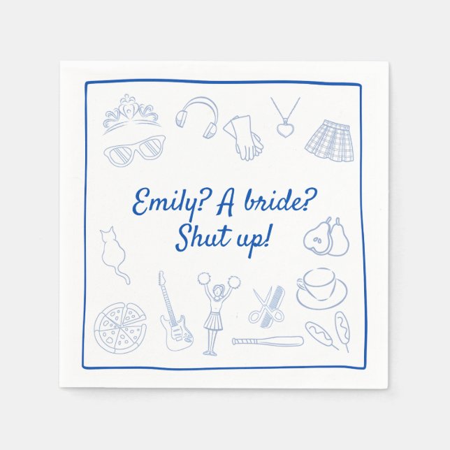 Early 2000's y2k cute Princess Bachelorette Custom Napkin (Front)