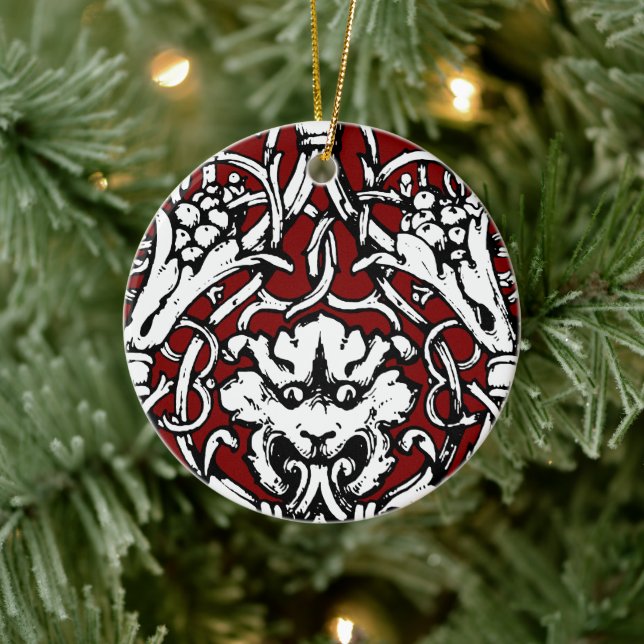 Early 20th Century Knotwork Lion Ceramic Ornament (Tree)