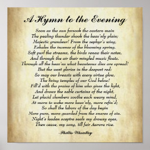 Early African American Poem A Hymn to the Evening Poster