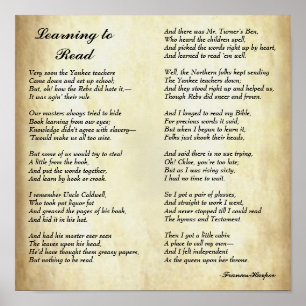 Early African American Poem Learning to Read Poster