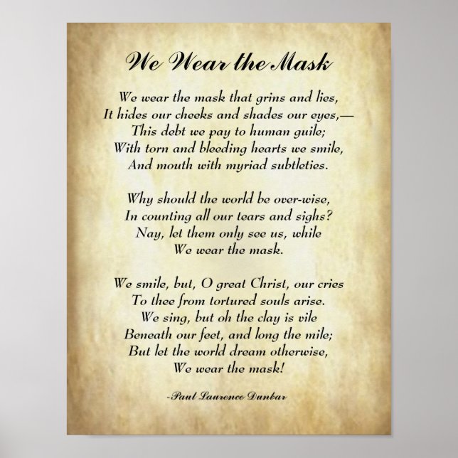 Early African American Poetry We Wear the Mask Poster (Front)