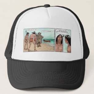 Early American Settlers Offbeat Cartoon Gifts Trucker Hat