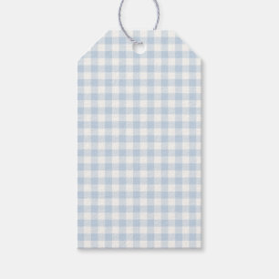 Early Autumn Classic Gingham Dusty Blue Gift Tags