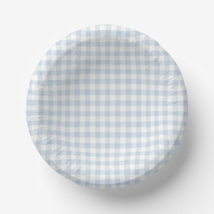Early Autumn Classic Gingham Dusty Blue Paper Plate