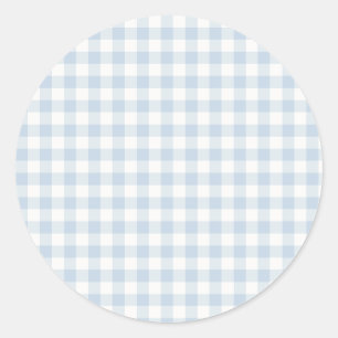 Early Autumn Classic Gingham Dusty Blue Round Sticker