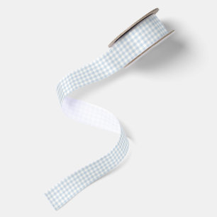 Early Autumn Classic Gingham Dusty Blue Satin Ribbon