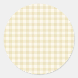 Early Autumn Classic Gingham Golden Wheat Round Sticker