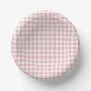 Early Autumn Classic Gingham   Muted Rose Paper Plate