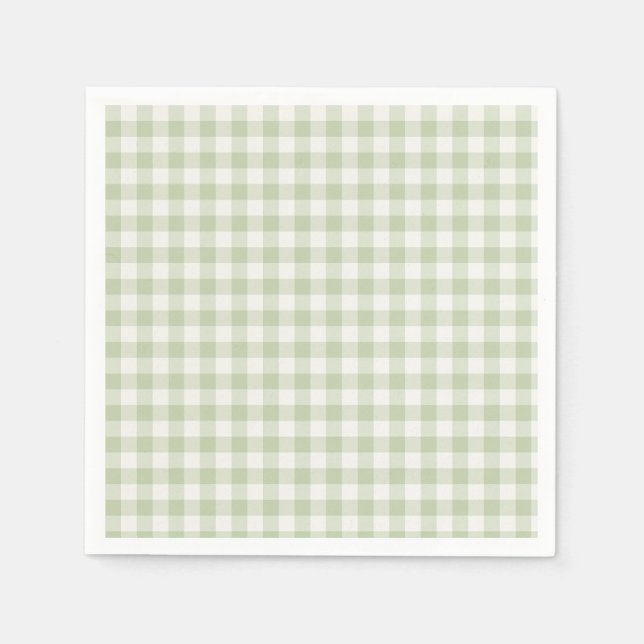 Early Autumn Classic Gingham | Soft Olive Napkin (Front)