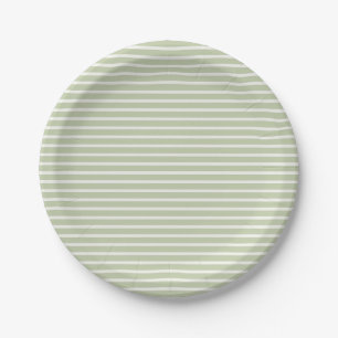 Early Autumn Refined Stripes   Soft Olive ll Paper Plate