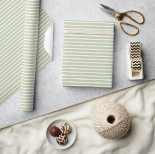 Early Autumn Refined Stripes   Soft Olive ll Wrapping Paper