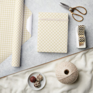 Early Autumn Retro Gingham   Golden Wheat  Wrapping Paper
