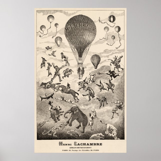 Early BALLOON Maker Henri Lachambre Advertising Poster (Front)