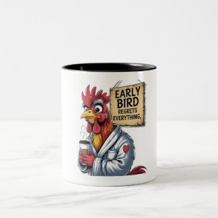 Early Bird Dad – Funny Rooster  Two-Tone Coffee Mug