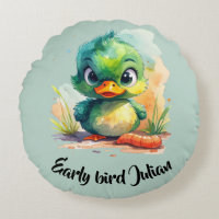 Early bird, little green duck catches the worm