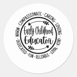 Early Childhood Educator Tiny Human Teacher Apprec Classic Round Sticker