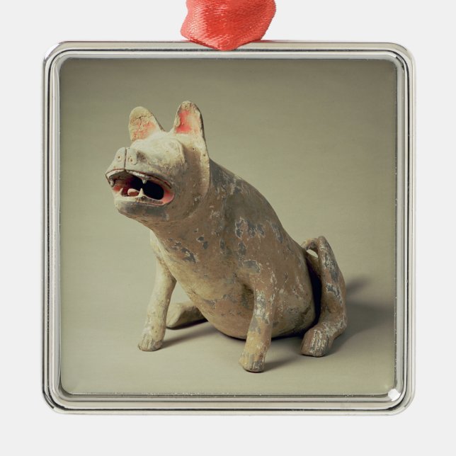 Early Chinese pottery seated dog, tomb Metal Tree Decoration (Front)