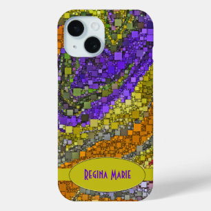 Early Colour and Purple Geometric Design iPhone 15 Case