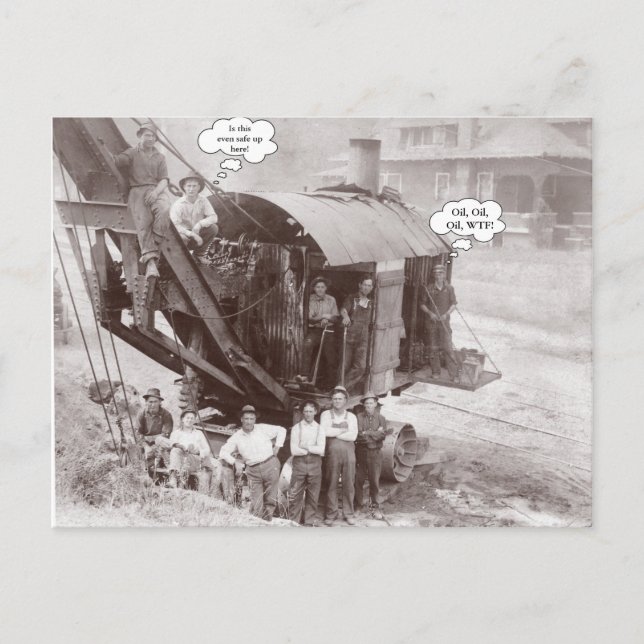 Early Construction Equipment Crane Operator n Crew Postcard (Front)