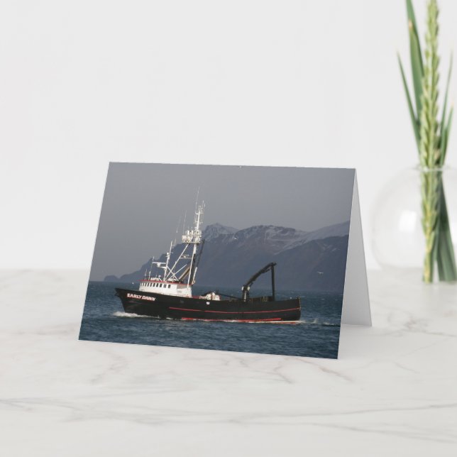 Early Dawn, Crab Boat in Dutch Harbour, AK Card (Front)