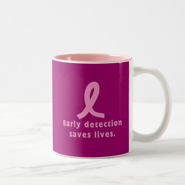 Early Detection Saves Lives Breast Cancer Awarenes Two-Tone Coffee Mug (Right)
