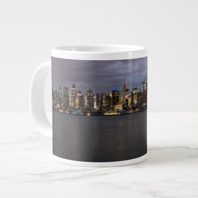 Early evening panoramic view of Manhattan Large Coffee Mug (Front Left)
