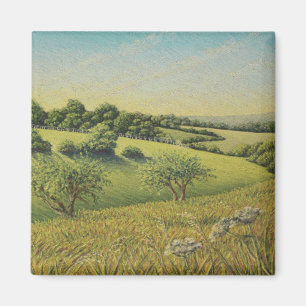 Early Evening Sun, Epsom Downs, Surrey Pastel Magnet