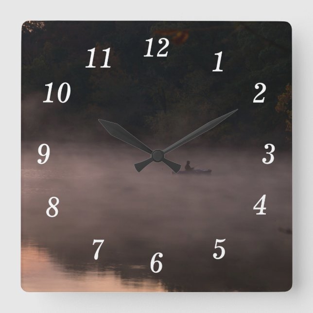 Early Foggy Fishing Wall Clock (Front)
