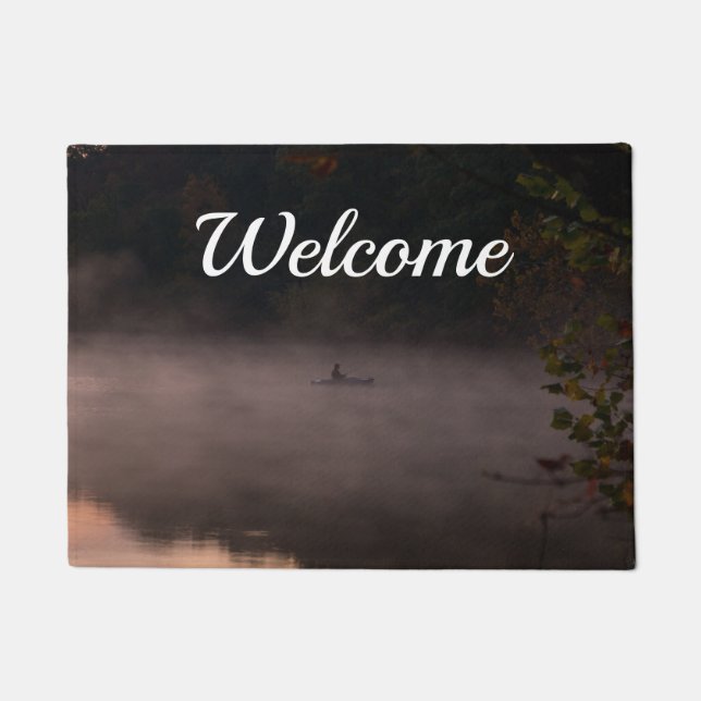 Early Foggy Fishing Welcome Doormat (Front)