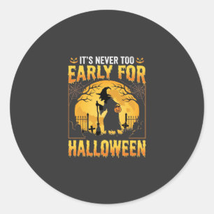 Early for Halloween Witch Graveyard Vintage Design Classic Round Sticker