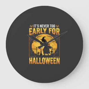 Early for Halloween Witch Graveyard Vintage Design Large Clock