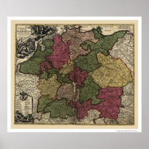 Early Germany Map 1710 Poster