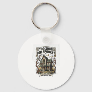 Early Halloween Shirt Vintage Haunted House Design Key Ring