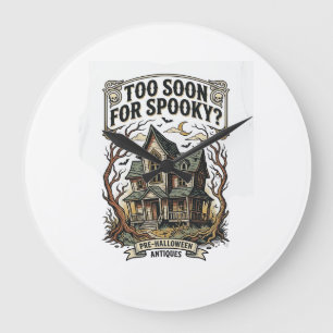 Early Halloween Shirt Vintage Haunted House Design Large Clock