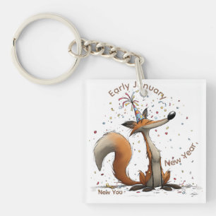 Early January Fox New Year Key Ring