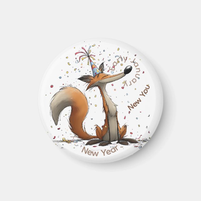Early January Fox New Year Magnet (Front)
