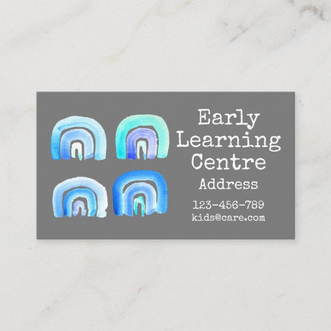 Early Learning Centre Daycare blue rainbow Business Card (Front)