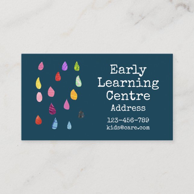 Early Learning Centre Daycare raindrop art Business Card (Front)