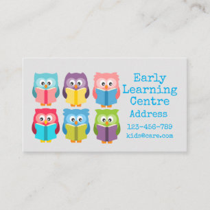 Early Learning Daycare colourful owl Business Card