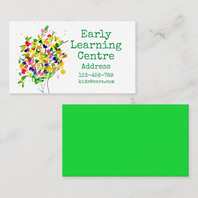 Early Learning Daycare colourful tree Business Car Card (Front/Back)