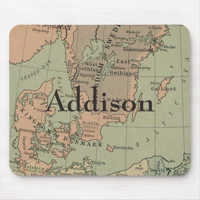 Early map of Denmark and Sweden Mouse Pad (Front)