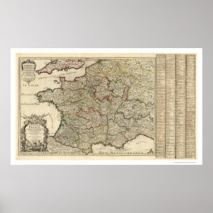 Early Map Of France 1700 Poster